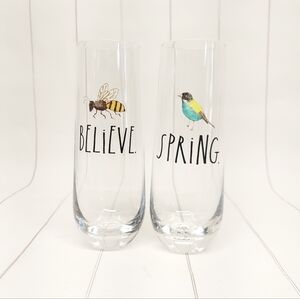 Set 2 wine glasses Rae Dunn stemless flutes